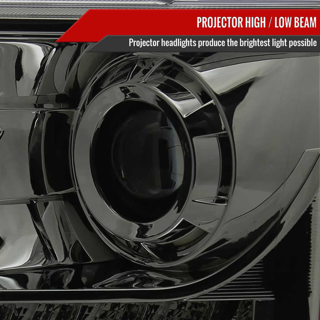 2009-2014 Ford F-150 Projector Headlights w/ LED Light Strip (Chrome Housing/Smoked Lens)