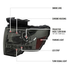 2009-2014 Ford F-150 Projector Headlights w/ LED Light Strip (Chrome Housing/Smoked Lens)