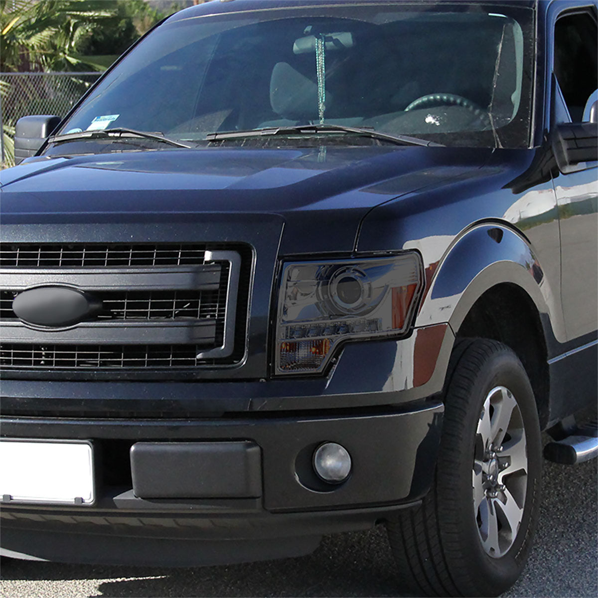 2009-2014 Ford F-150 Projector Headlights w/ LED Light Strip (Chrome Housing/Smoked Lens)