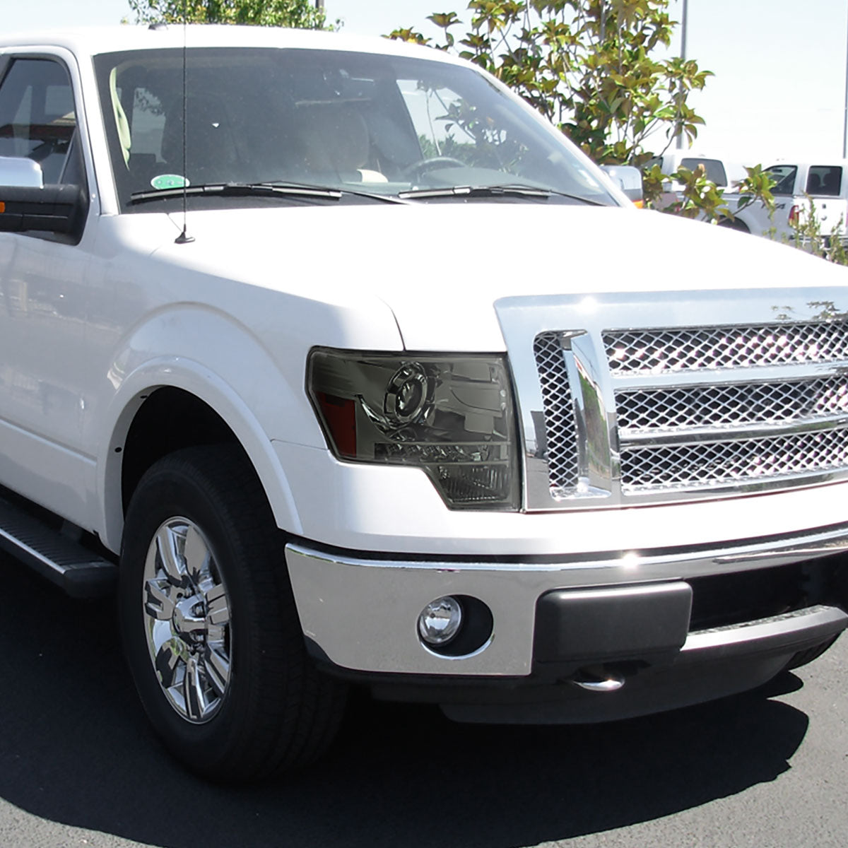 2009-2014 Ford F-150 Projector Headlights w/ LED Light Strip (Chrome Housing/Smoked Lens)