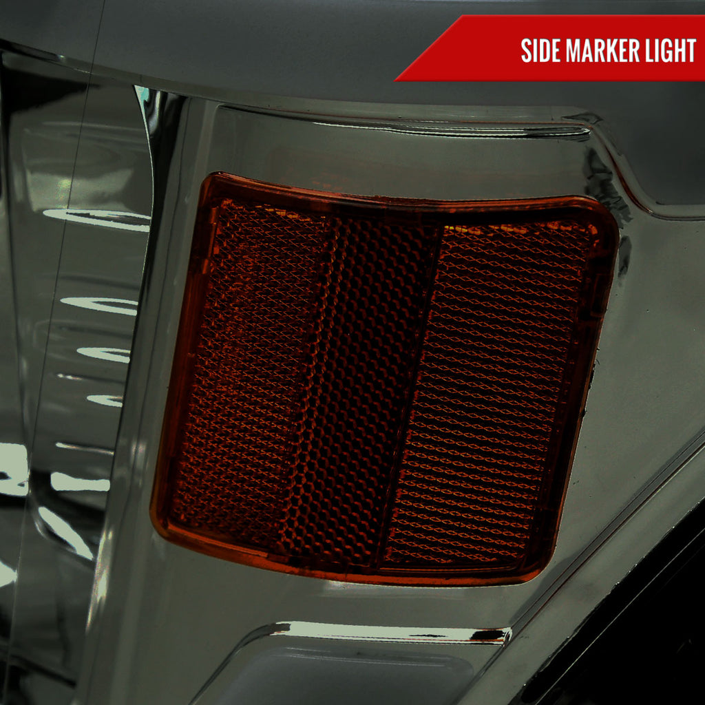 2009-2014 Ford F-150 LED Strip Projector Headlights (Chrome Housing/Smoked Lens)