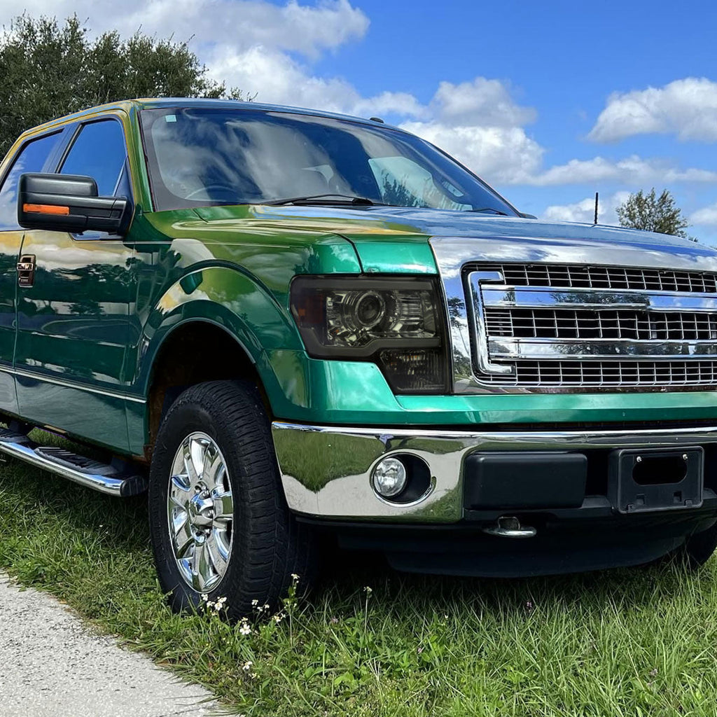 2009-2014 Ford F-150 LED Strip Projector Headlights (Chrome Housing/Smoked Lens)
