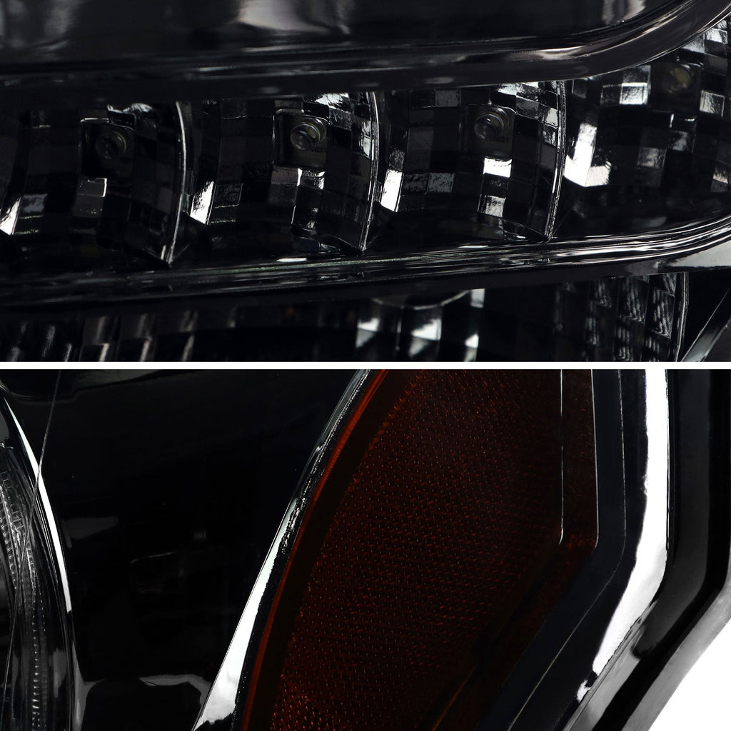 2009-2014 Ford F-150 Dual U-Ring Halo Projector Headlights w/ LED Light Strip (Chrome Housing/Smoked Lens)