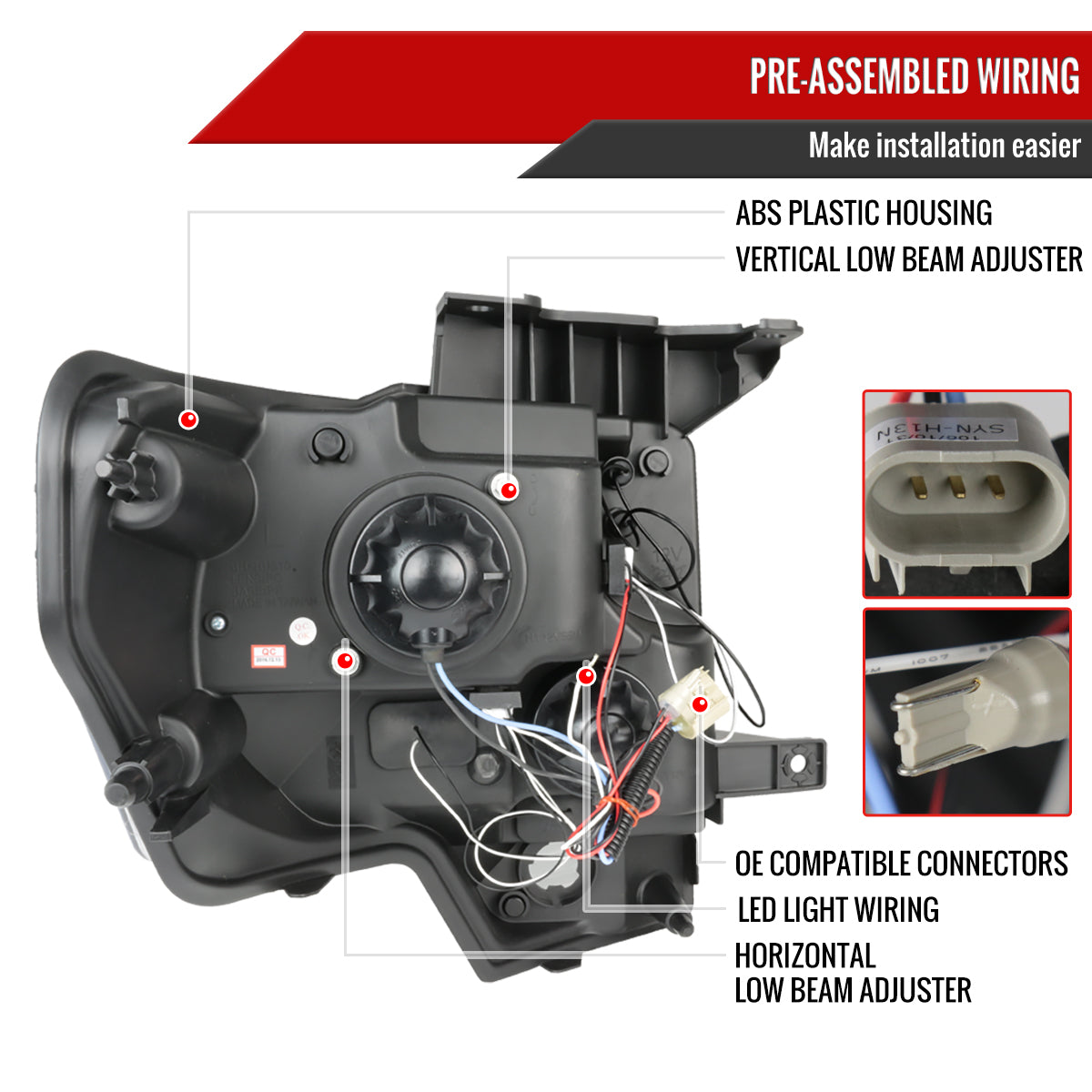 2009-2014 Ford F-150 Dual Halo Projector Headlights (Glossy Black Housing/Smoked Lens)