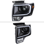 2009-2014 Ford F-150 LED C-Bar Projector Headlights (Matte Black Housing/Clear Lens)