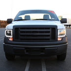 2009-2014 Ford F-150 LED C-Bar Projector Headlights (Matte Black Housing/Clear Lens)