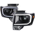 2009-2014 Ford F-150 LED C-Bar Projector Headlights (Matte Black Housing/Clear Lens)
