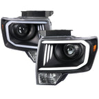 2009-2014 Ford F-150 LED C-Bar Projector Headlights (Matte Black Housing/Clear Lens)