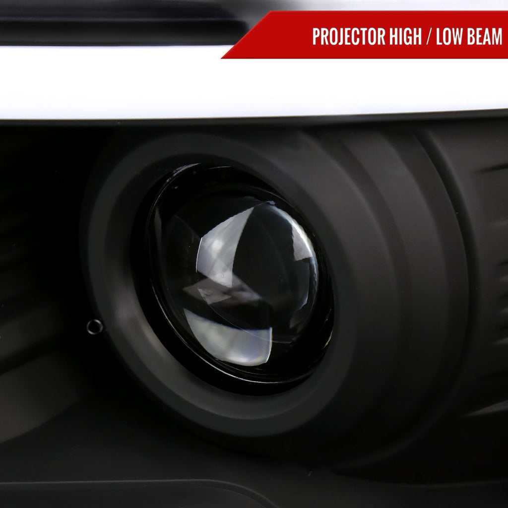 2009-2014 Ford F-150 LED Strip Projector Headlights (Matte Black Housing/Clear Lens)