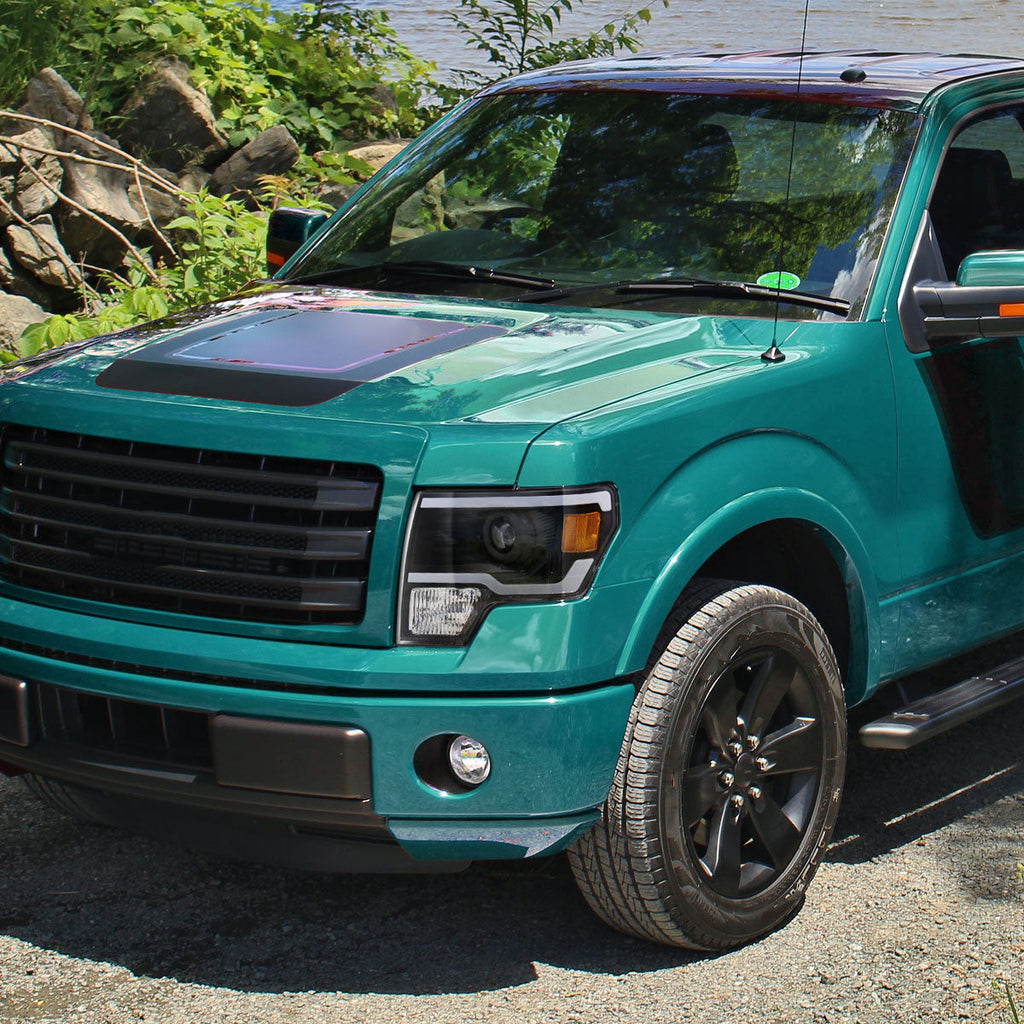 2009-2014 Ford F-150 LED Strip Projector Headlights (Matte Black Housing/Clear Lens)