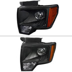 2009-2014 Ford F-150 Projector Headlights w/ Amber Reflectors (Matte Black Housing/Clear Lens)