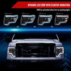 2009-2014 Ford F-150 Switchback Sequential LED Turn Signal Projector Headlights (Matte Black Housing/Clear Lens)