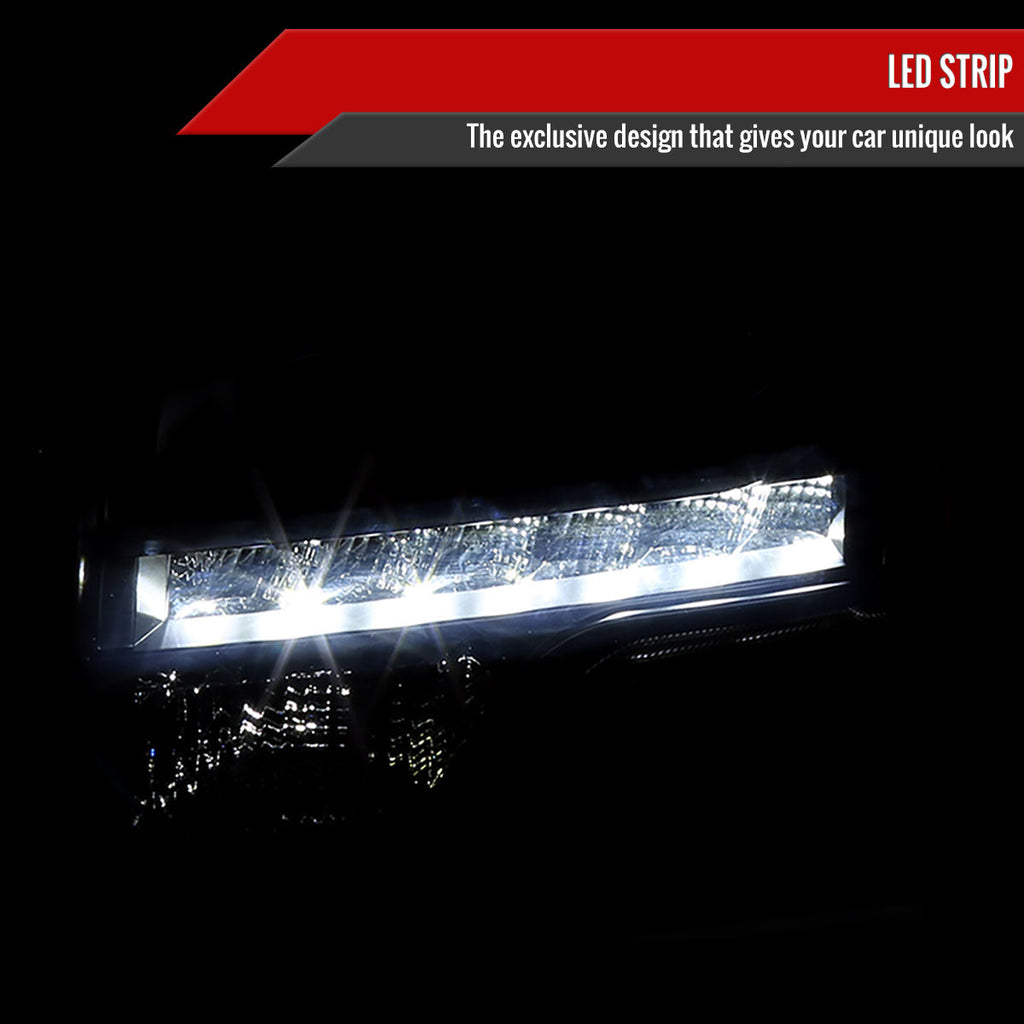 2009-2014 Ford F-150 Projector Headlights w/ LED Light Strip (Black Housing/Smoked Lens)