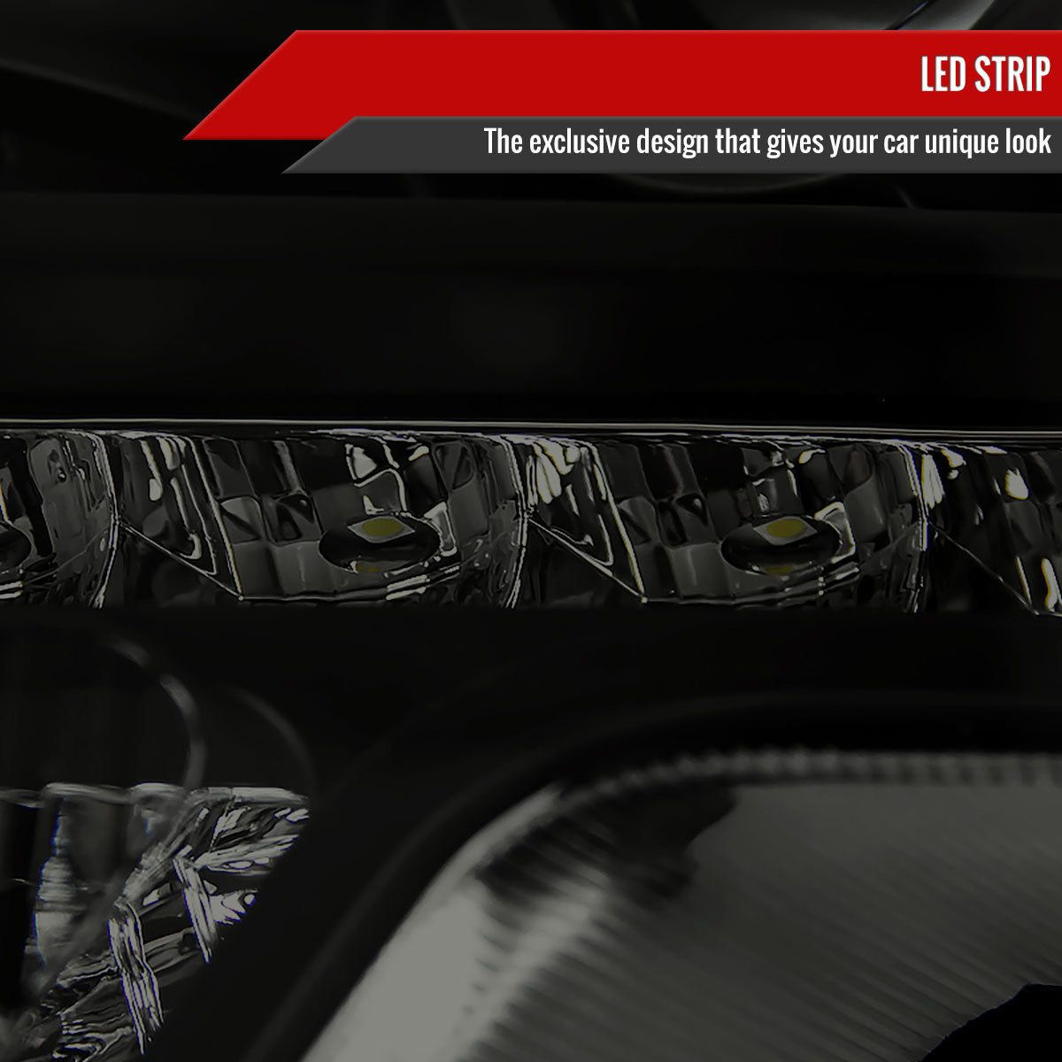 2009-2014 Ford F-150 Projector Headlights w/ LED Light Strip (Black Housing/Smoked Lens)