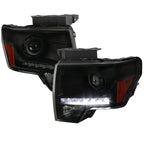 2009-2014 Ford F-150 Projector Headlights w/ LED Light Strip (Black Housing/Smoked Lens)
