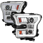 2015-2017 Ford F-150 LED Bar Projector Headlights - RS (Chrome Housing/Clear Lens)
