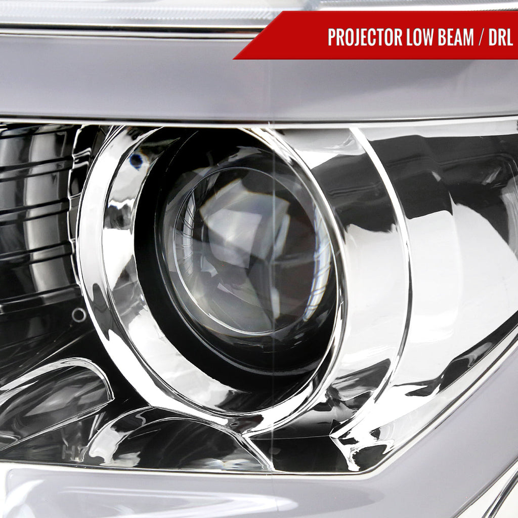 2015-2017 Ford F-150 LED Bar Projector Headlights w/ Switchback Sequential Turn Signals (Chrome Housing / Clear Lens)