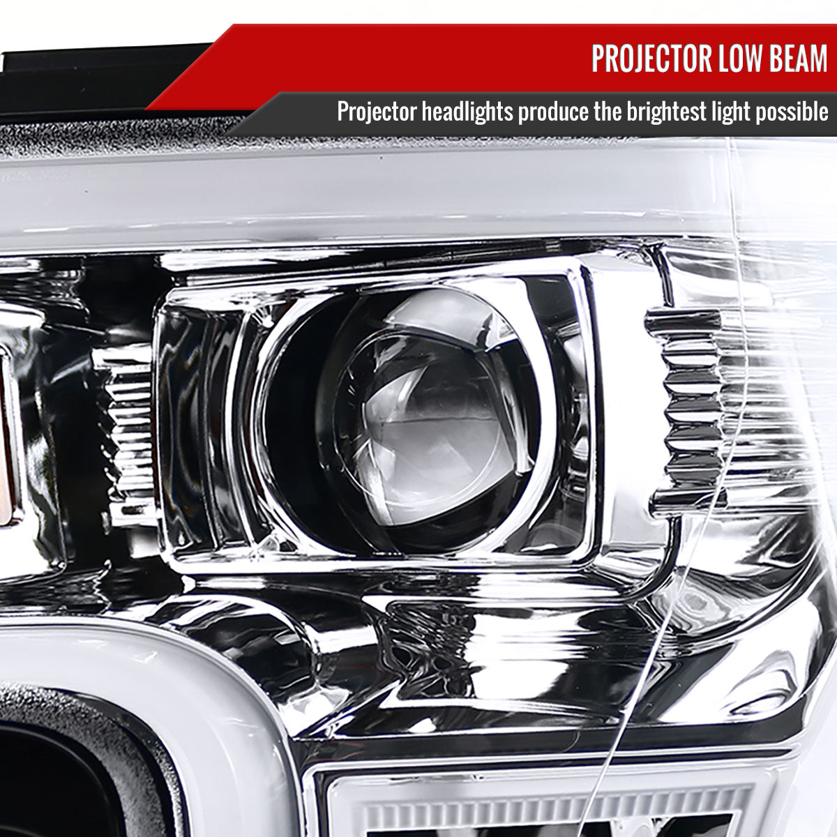 2015-2017 Ford F-150 LED Bar Projector Headlights (Chrome Housing/Clear Lens)