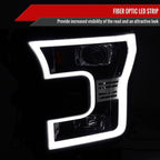 2015-2017 Ford F-150 LED Bar Projector Headlights (Jet Black Housing/Clear Lens)