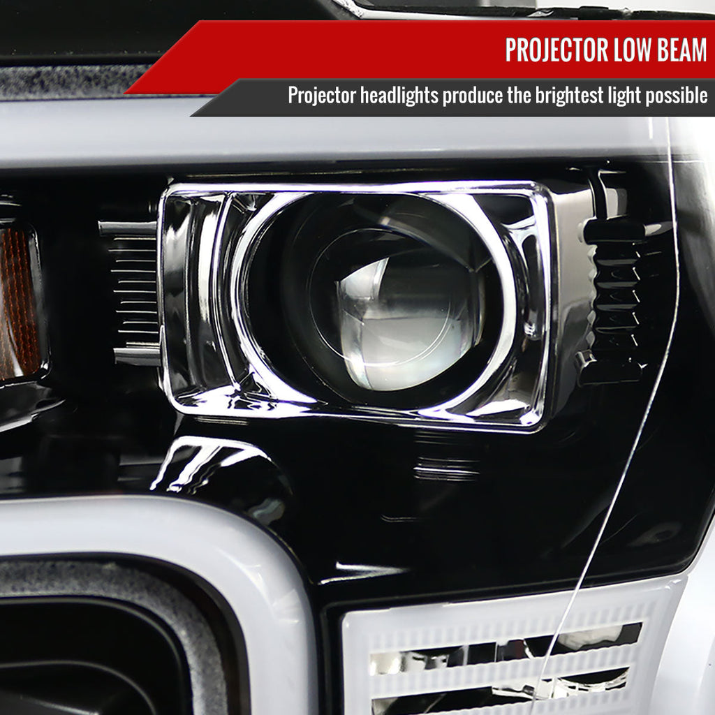 2015-2017 Ford F-150 LED Bar Projector Headlights (Jet Black Housing/Clear Lens)