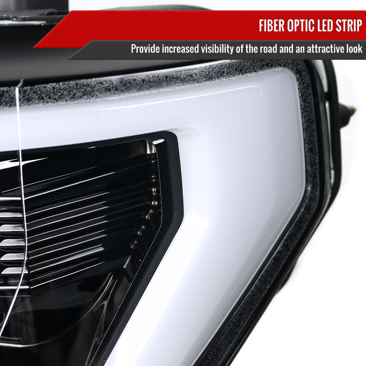 2015-2017 Ford F-150 LED Bar Projector Headlights (Jet Black Housing/Clear Lens)