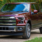 2015-2017 Ford F-150 LED Bar Projector Headlights (Jet Black Housing/Clear Lens)