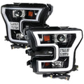 2015-2017 Ford F-150 LED Bar Projector Headlights (Jet Black Housing/Clear Lens)