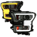 2015-2017 Ford F-150 LED Bar Projector Headlights w/ Switchback Sequential Turn Signals (Chrome Housing / Smoked Lens)