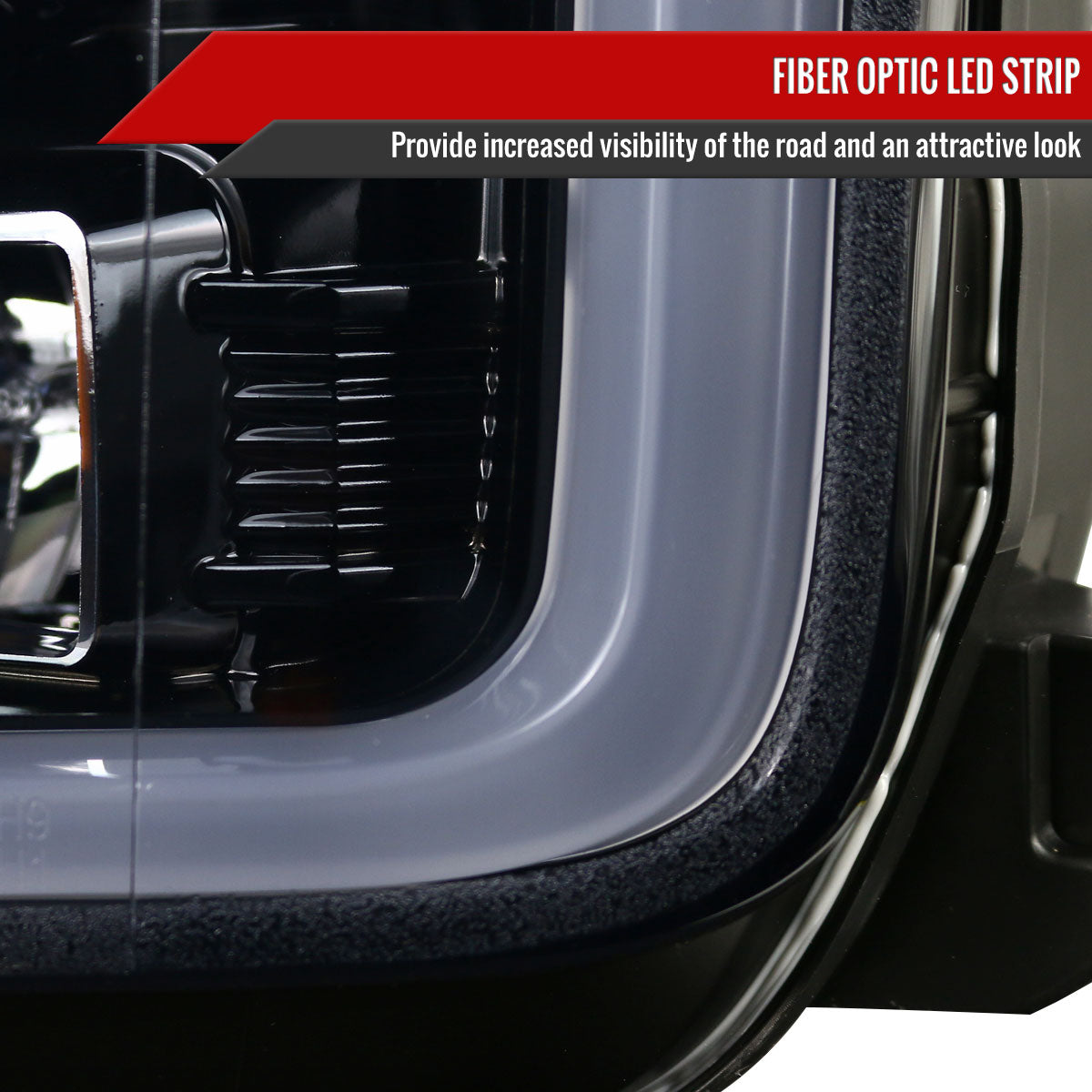 2015-2017 Ford F-150 LED Bar Outline Projector Headlights (Glossy Black Housing/Smoked Lens)