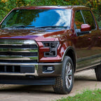 2015-2017 Ford F-150 LED Bar Outline Projector Headlights (Glossy Black Housing/Smoked Lens)