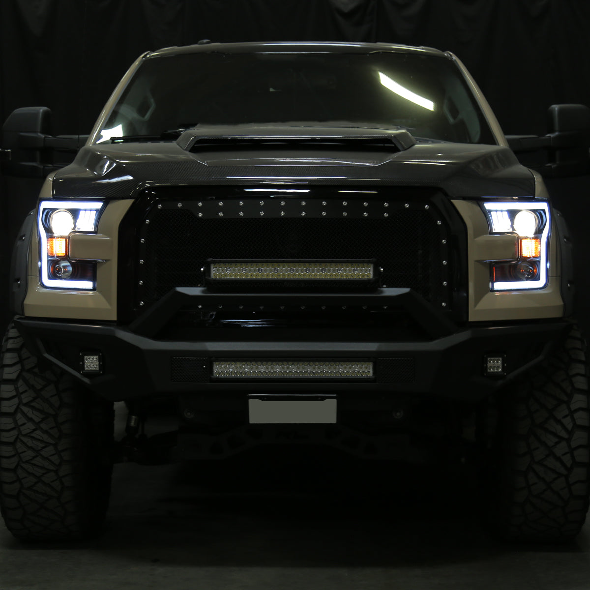 2015-2017 Ford F-150 LED Bar Projector Headlights - RS (Matte Black Housing / Clear Lens)