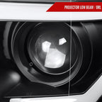 2015-2017 Ford F-150 LED Bar Projector Headlights w/ Switchback Sequential Turn Signals (Black Housing / Clear Lens)