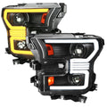 2015-2017 Ford F-150 LED Bar Projector Headlights w/ Switchback Sequential Turn Signals (Black Housing / Clear Lens)