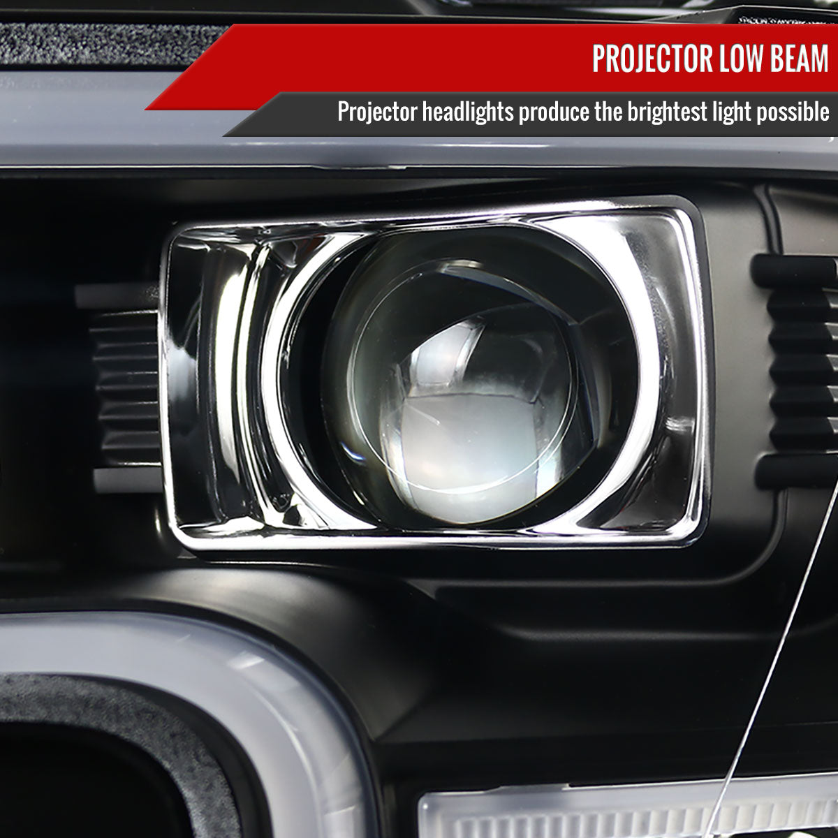 2015-2017 Ford F-150 LED Bar Projector Headlights (Matte Black Housing/Clear Lens)