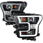 2015-2017 Ford F-150 LED Bar Projector Headlights (Matte Black Housing/Clear Lens)