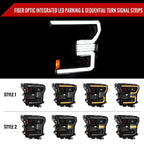 2015-2017 Ford F-150 LED Bar Projector Headlights w/ Switchback Sequential Turn Signals (Black Housing / Smoked Lens)