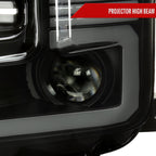 2015-2017 Ford F-150 LED Bar Projector Headlights w/ Switchback Sequential Turn Signals (Black Housing / Smoked Lens)