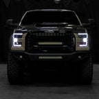 2015-2017 Ford F-150 LED Bar Projector Headlights w/ Switchback Sequential Turn Signals (Black Housing / Smoked Lens)