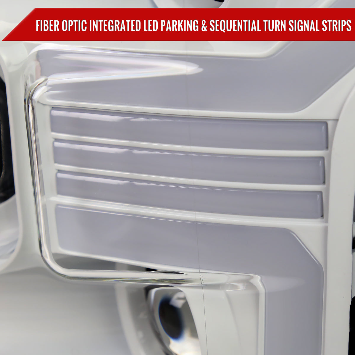 2015-2017 Ford F-150 LED Bar Projector Headlights w/ Switchback Sequential Turn Signals (White Housing / Clear Lens)