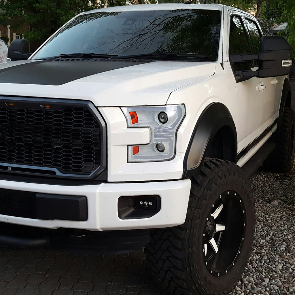 2015-2017 Ford F-150 LED Bar Projector Headlights w/ Switchback Sequential Turn Signals (White Housing / Clear Lens)