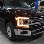 2018-2020 Ford F-150 LED C-Bar Projector Headlights w/ Switchback Sequential Turn Signal Lights (Chrome Housing / Clear Lens)
