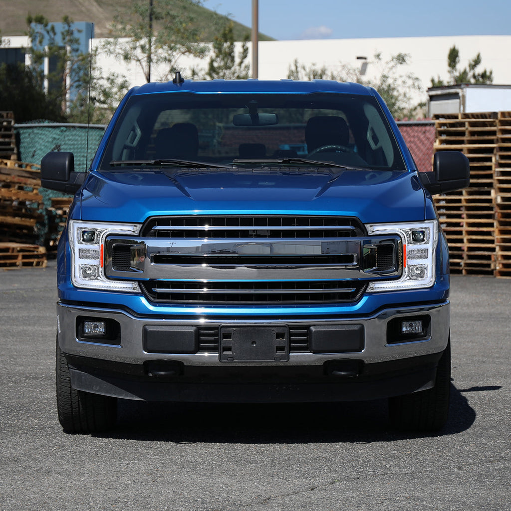 2018-2020 Ford F-150 LED C-Bar Projector Headlights (Chrome Housing / Clear Lens)