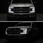 2018-2020 Ford F-150 LED C-Bar Projector Headlights (Chrome Housing / Clear Lens)