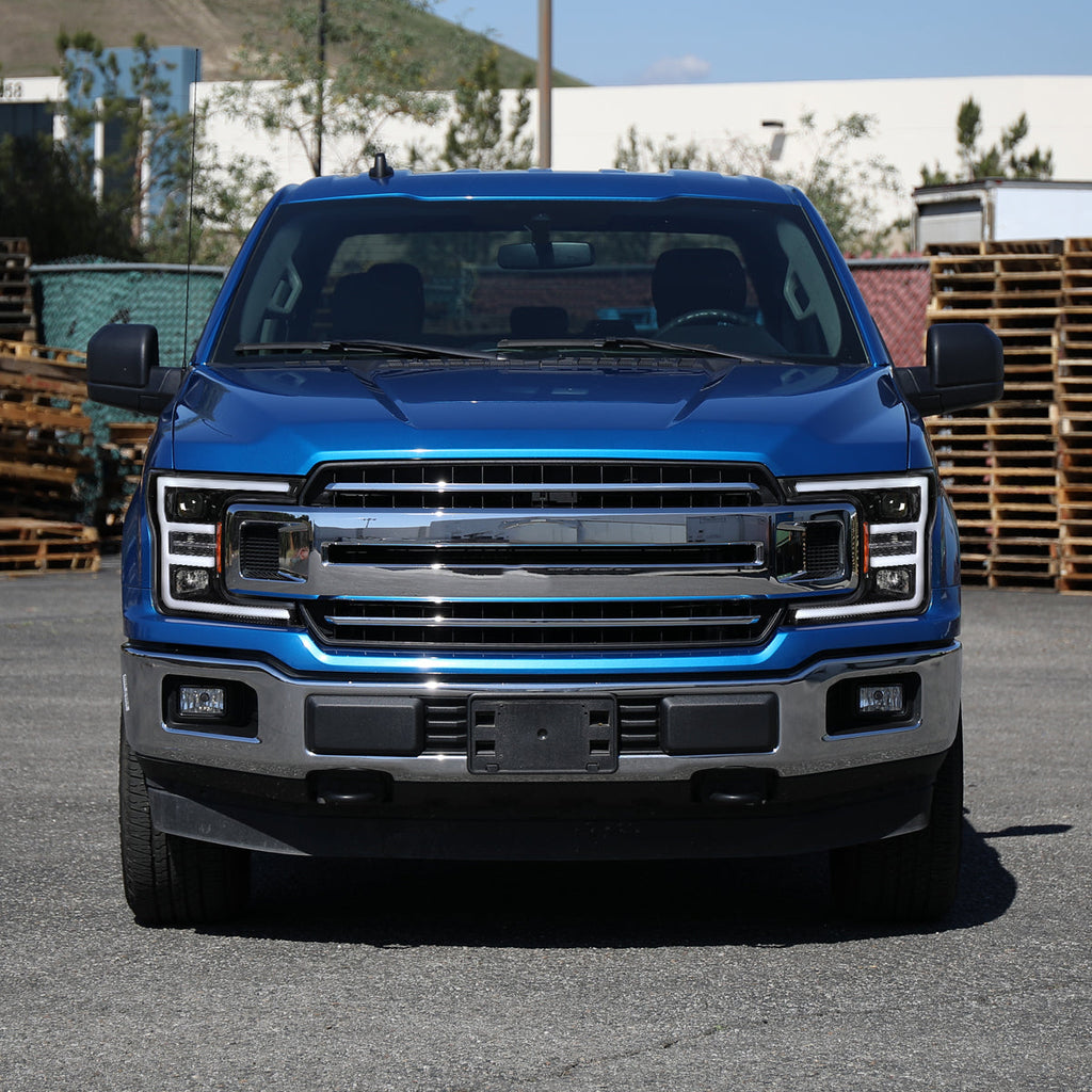 2018-2020 Ford F-150 LED C-Bar Projector Headlights (Glossy Black Housing / Clear Lens)