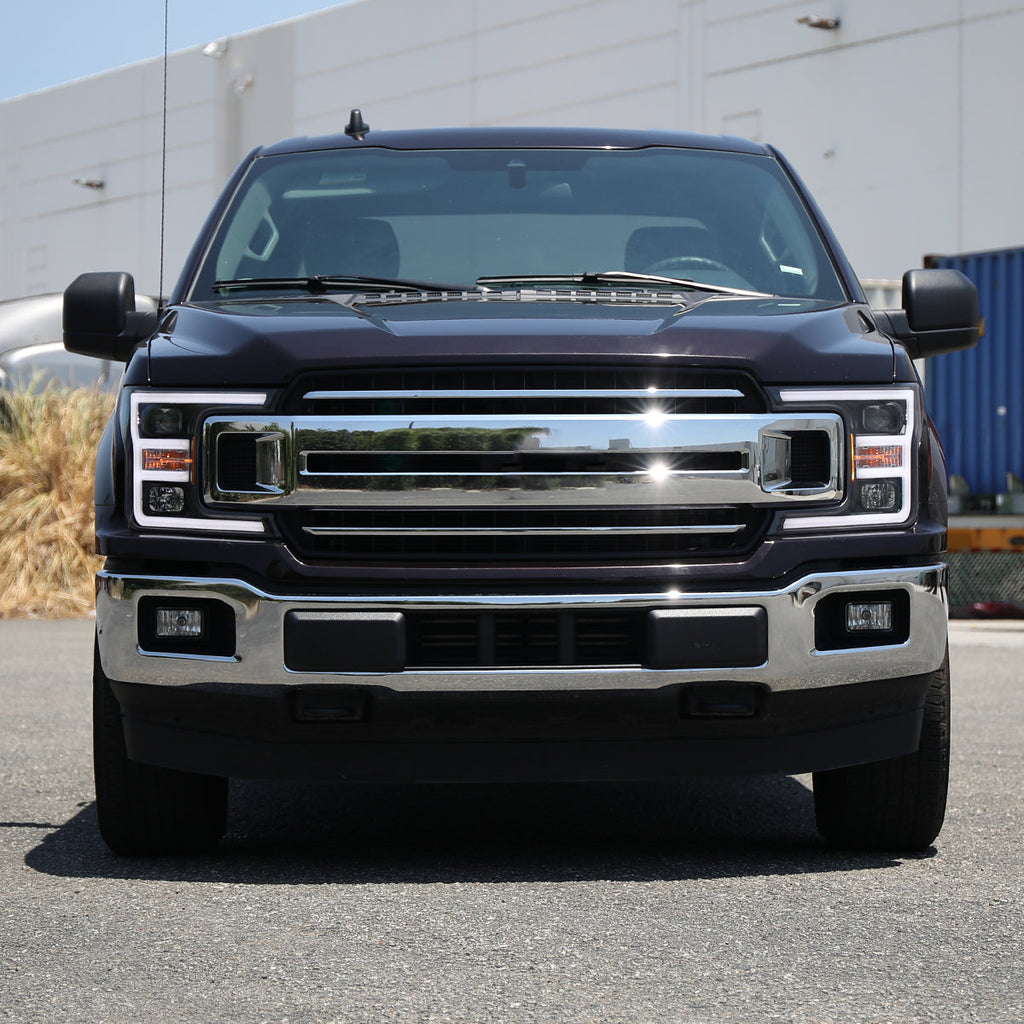 2018-2020 Ford F-150 LED C-Bar Projector Headlights (Black Housing / Clear Lens)