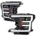 2018-2020 Ford F-150 LED C-Bar Projector Headlights (Black Housing / Clear Lens)