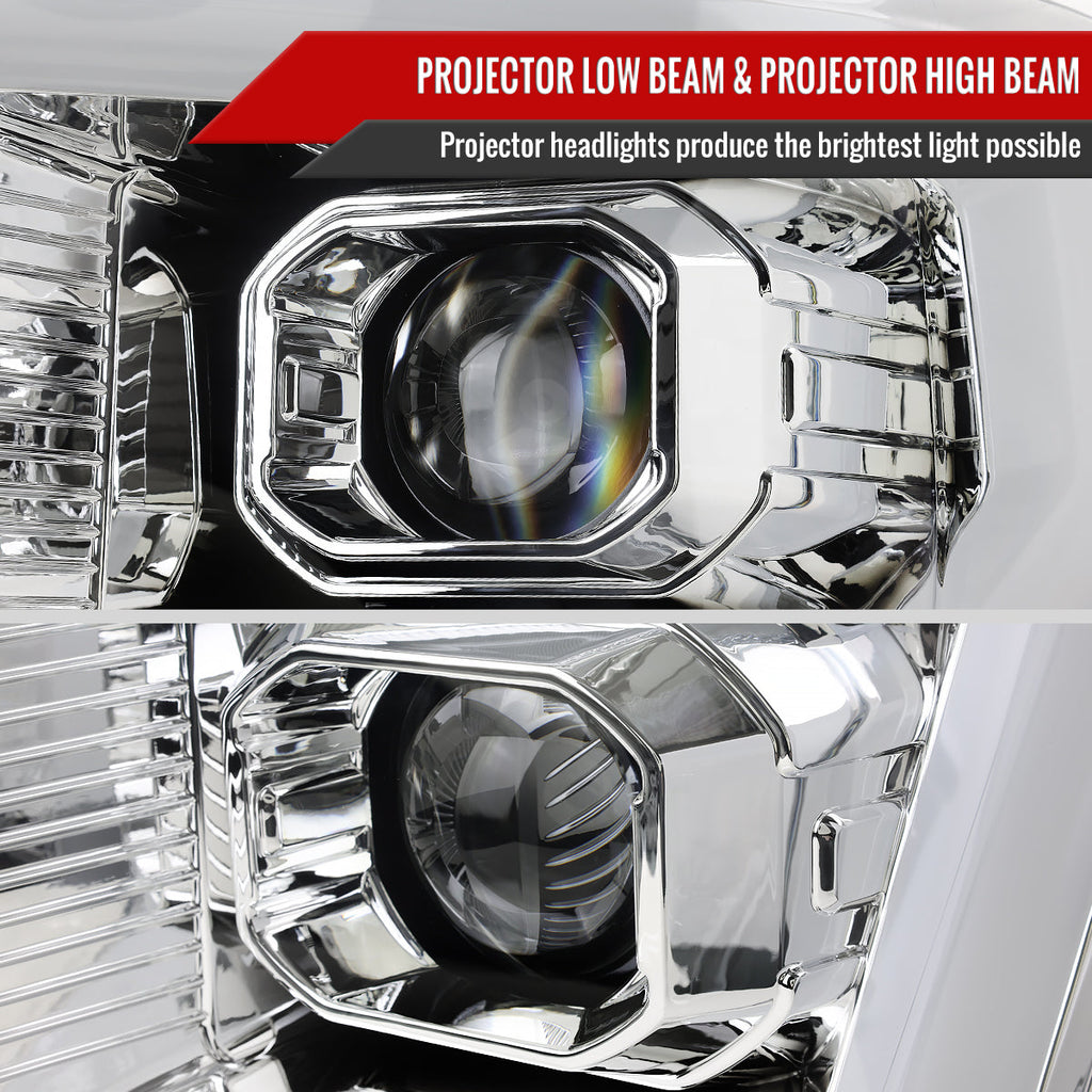 2021-2023 Ford F-150 Projector Headlight w/ Switchback Sequential Turn Signal LED Bar (Chrome Housing / Clear Lens)