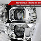 2021-2023 Ford F-150 Projector Headlight w/ Switchback Sequential Turn Signal LED Bar (Chrome Housing / Clear Lens)