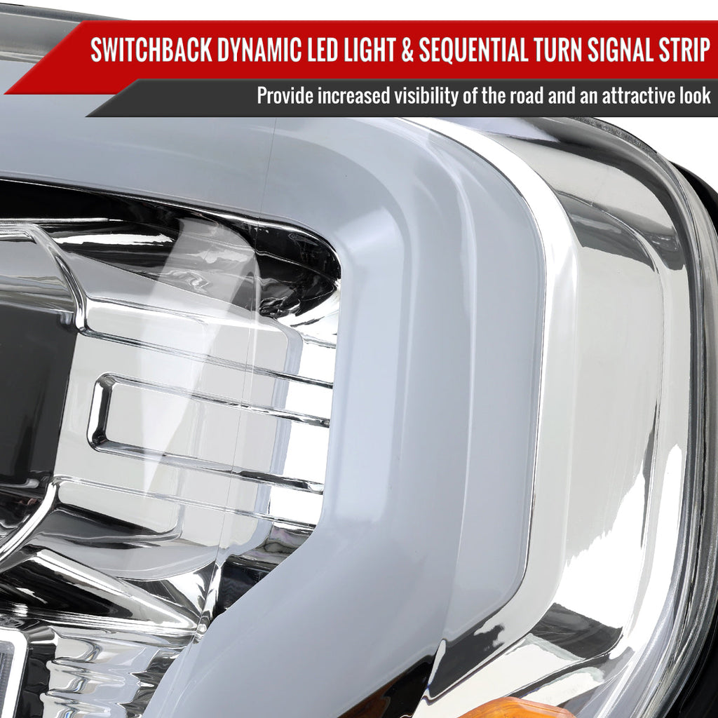 2021-2023 Ford F-150 Projector Headlight w/ Switchback Sequential Turn Signal LED Bar (Chrome Housing / Clear Lens)