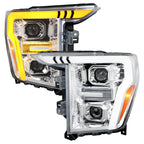 2021-2023 Ford F-150 Projector Headlight w/ Switchback Sequential Turn Signal LED Bar (Chrome Housing / Clear Lens)